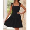 ZESICA Women’s 2026 Summer Spaghetti Strap Sleeveless Square Neck Ruffle A Line Swing Mini Dress(Black)