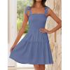 ZESICA Women’s 2026 Summer Spaghetti Strap Sleeveless Square Neck Ruffle A Line Swing Mini Dress(Dustyblue)
