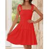 ZESICA Women’s 2026 Summer Spaghetti Strap Sleeveless Square Neck Ruffle A Line Swing Mini Dress(Firered)