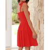 ZESICA Women’s 2026 Summer Spaghetti Strap Sleeveless Square Neck Ruffle A Line Swing Mini Dress(Firered)