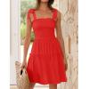 ZESICA Women’s 2026 Summer Spaghetti Strap Sleeveless Square Neck Ruffle A Line Swing Mini Dress(Firered)