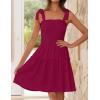 ZESICA Women’s 2026 Summer Spaghetti Strap Sleeveless Square Neck Ruffle A Line Swing Mini Dress(Fuchsia)