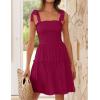 ZESICA Women’s 2026 Summer Spaghetti Strap Sleeveless Square Neck Ruffle A Line Swing Mini Dress(Fuchsia)