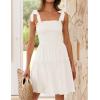 ZESICA Women’s 2026 Summer Spaghetti Strap Sleeveless Square Neck Ruffle A Line Swing Mini Dress(Ivory)