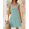 ZESICA Women’s 2026 Summer Spaghetti Strap Sleeveless Square Neck Ruffle A Line Swing Mini Dress(Lightgreen)