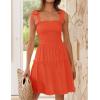 ZESICA Women’s 2026 Summer Spaghetti Strap Sleeveless Square Neck Ruffle A Line Swing Mini Dress(Orange)