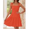 ZESICA Women’s 2026 Summer Spaghetti Strap Sleeveless Square Neck Ruffle A Line Swing Mini Dress(Orange)