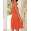 ZESICA Women’s 2026 Summer Spaghetti Strap Sleeveless Square Neck Ruffle A Line Swing Mini Dress(Orange)