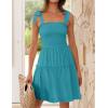 ZESICA Women’s 2026 Summer Spaghetti Strap Sleeveless Square Neck Ruffle A Line Swing Mini Dress(Peacock)