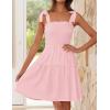 ZESICA Women’s 2026 Summer Spaghetti Strap Sleeveless Square Neck Ruffle A Line Swing Mini Dress(Pink)