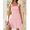ZESICA Women’s 2026 Summer Spaghetti Strap Sleeveless Square Neck Ruffle A Line Swing Mini Dress(Pink)