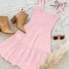 ZESICA Women’s 2026 Summer Spaghetti Strap Sleeveless Square Neck Ruffle A Line Swing Mini Dress(Pink)