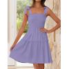 ZESICA Women’s 2026 Summer Spaghetti Strap Sleeveless Square Neck Ruffle A Line Swing Mini Dress(Purple)