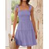 ZESICA Women’s 2026 Summer Spaghetti Strap Sleeveless Square Neck Ruffle A Line Swing Mini Dress(Purple)
