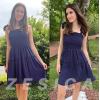ZESICA Women’s 2026 Summer Spaghetti Strap Sleeveless Square Neck Ruffle A Line Swing Mini Dress(Royalblue)