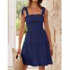 ZESICA Women’s 2026 Summer Spaghetti Strap Sleeveless Square Neck Ruffle A Line Swing Mini Dress(Royalblue)