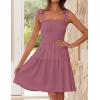ZESICA Women’s 2026 Summer Spaghetti Strap Sleeveless Square Neck Ruffle A Line Swing Mini Dress(Taro)