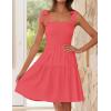 ZESICA Women’s 2026 Summer Spaghetti Strap Sleeveless Square Neck Ruffle A Line Swing Mini Dress(Watermelon)