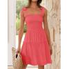 ZESICA Women’s 2026 Summer Spaghetti Strap Sleeveless Square Neck Ruffle A Line Swing Mini Dress(Watermelon)