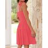 ZESICA Women’s 2026 Summer Spaghetti Strap Sleeveless Square Neck Ruffle A Line Swing Mini Dress(Watermelon)