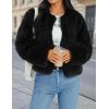 ZESICA Women’s 2026 Winter Faux Fur Coats Fluffy Cropped Jacket Long Sleeve Shaggy Outerwear Fall Clothes with Pockets(Black)