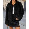 ZESICA Women’s 2026 Winter Faux Fur Coats Fluffy Cropped Jacket Long Sleeve Shaggy Outerwear Fall Clothes with Pockets(Black)
