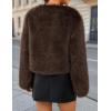 ZESICA Women’s 2026 Winter Faux Fur Coats Fluffy Cropped Jacket Long Sleeve Shaggy Outerwear Fall Clothes with Pockets(Brown)