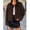 ZESICA Women’s 2026 Winter Faux Fur Coats Fluffy Cropped Jacket Long Sleeve Shaggy Outerwear Fall Clothes with Pockets(Brown)