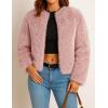ZESICA Women’s 2026 Winter Faux Fur Coats Fluffy Cropped Jacket Long Sleeve Shaggy Outerwear Fall Clothes with Pockets(Pink)