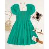 ZESICA Women’s Boho 2026 Summer Square Neck Puff Sleeve Off Shoulder Smocked Tiered Casual A Line Short Mini Dress(Green)