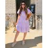 ZESICA Women’s Boho 2026 Summer Square Neck Puff Sleeve Off Shoulder Smocked Tiered Casual A Line Short Mini Dress(Purple)