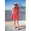 ZESICA Women’s Boho 2026 Summer Square Neck Puff Sleeve Off Shoulder Smocked Tiered Casual A Line Short Mini Dress(Watermelon)