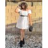 ZESICA Women’s Boho 2026 Summer Square Neck Puff Sleeve Off Shoulder Smocked Tiered Casual A Line Short Mini Dress(White)