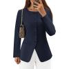 ZESICA Womens Business Casual Blazers Fall Long Sleeve Button Suit Jackets Office Work Outfits Fitted Blazer Clothes 2026(Navy)