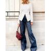 ZESICA Womens Business Casual Blazers Fall Long Sleeve Button Suit Jackets Office Work Outfits Fitted Blazer Clothes 2026(White)