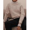 ZESICA Women’s Casual Long Sleeve Mock Neck Cable Knit Contrast Color Fall 2026 Winter Chunky Pullover Sweater(Almond)