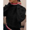 ZESICA Women’s Casual Long Sleeve Mock Neck Cable Knit Contrast Color Fall 2026 Winter Chunky Pullover Sweater(Black)