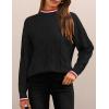 ZESICA Women’s Casual Long Sleeve Mock Neck Cable Knit Contrast Color Fall 2026 Winter Chunky Pullover Sweater(Black)