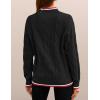ZESICA Women’s Casual Long Sleeve Mock Neck Cable Knit Contrast Color Fall 2026 Winter Chunky Pullover Sweater(Black)