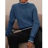 ZESICA Women’s Casual Long Sleeve Mock Neck Cable Knit Contrast Color Fall 2026 Winter Chunky Pullover Sweater(Dusty Blue)