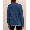 ZESICA Women’s Casual Long Sleeve Mock Neck Cable Knit Contrast Color Fall 2026 Winter Chunky Pullover Sweater(Dusty Blue)
