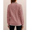 ZESICA Women’s Casual Long Sleeve Mock Neck Cable Knit Contrast Color Fall 2026 Winter Chunky Pullover Sweater(Dusty Pink)