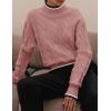 ZESICA Women’s Casual Long Sleeve Mock Neck Cable Knit Contrast Color Fall 2026 Winter Chunky Pullover Sweater(Dusty Pink)