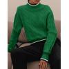 ZESICA Women’s Casual Long Sleeve Mock Neck Cable Knit Contrast Color Fall 2026 Winter Chunky Pullover Sweater(Green)