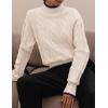 ZESICA Women’s Casual Long Sleeve Mock Neck Cable Knit Contrast Color Fall 2026 Winter Chunky Pullover Sweater(Ivory)