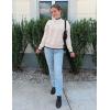 ZESICA Women’s Casual Long Sleeve Mock Neck Cable Knit Contrast Color Fall 2026 Winter Chunky Pullover Sweater(Ivory)
