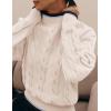 ZESICA Women’s Casual Long Sleeve Mock Neck Cable Knit Contrast Color Fall 2026 Winter Chunky Pullover Sweater(Ivory)