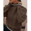 ZESICA Women’s Casual Long Sleeve Mock Neck Cable Knit Contrast Color Fall 2026 Winter Chunky Pullover Sweater(Mocha)