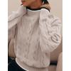 ZESICA Women’s Casual Long Sleeve Mock Neck Cable Knit Contrast Color Fall 2026 Winter Chunky Pullover Sweater(Sand)