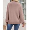 ZESICA Women’s Casual Turtleneck Long Lantern Sleeve Fall 2026 Oversized Ribbed Knit Pullover Sweater Jumper Top(Almond)
